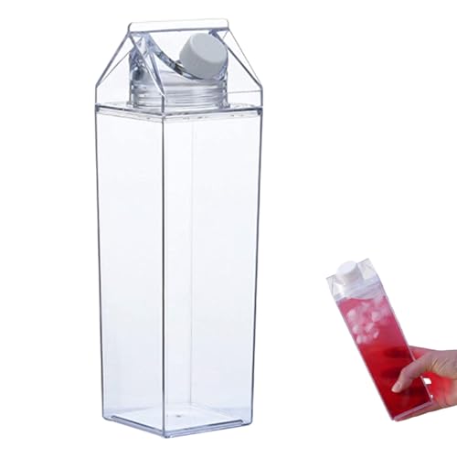 Muzrunq Clear Milk Flasche Carton Wasserflasche Milchflasche Wasserflasche Plastik 1000 ml Milchbox Saftflasche für Outdoor Sport Travel Campingaktivitäten 2pcs von Muzrunq