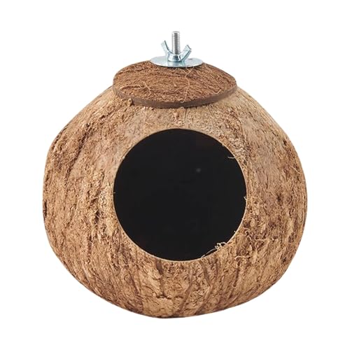 Coco Vogelnest Käfig Natürliche Muschel Nisthaus Gemütlicher Lebensraum Lovebirds Bequemer Unterschlupf Hängende Vogelhütte Design 13,5-15cm für Sittiche Outdoor von Mwkbbn