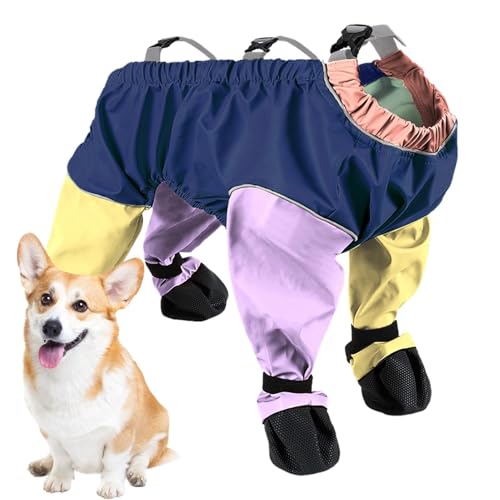 Hundehose mit Hosenträgern, wasserdichte Schuhe, verstellbare rutschfeste Outdoor-Stiefel, Hosenträger und verstellbare Riemen, mehrfarbig, rutschfeste Hundeschuhe, für Outdoor-Schutz von Mwkbbn