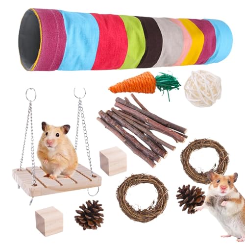 Meerschweinchen Spielzeug Kleintier Tunnel Hamster Holzstäbchen Guinea Tube Kauspielzeug fördert gesunde Zähne Spaß und ansprechendes Design für Meerschweinchen Hamster Chinchillas von Mwkbbn