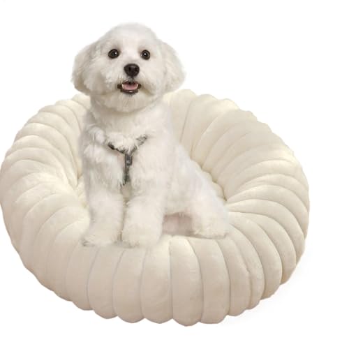 Mwqpgyh Beruhigendes Donut-Hundebett, Katzenbett, weiches Donut-Plüsch-Hundebett, rund, waschbar, rutschfest, für kleine Hunde und kleine Katzen, 40 cm von Mwqpgyh