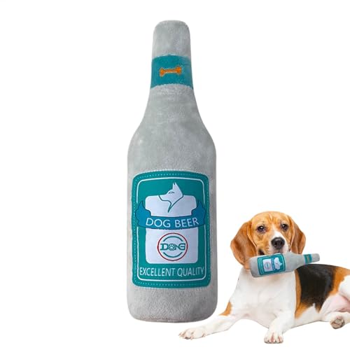 Mwqpgyh Hundespielzeug mit Plüschflasche, Plüsch-Bierflasche, gefülltes Kauspielzeug – Quietscher, Welpen, Zahnen, interaktives Spiel, Haustierzubehör für kleine, mittelgroße und große Rassen von Mwqpgyh