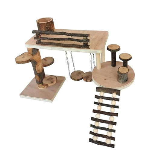 Hamsterkäfig Leiter Spielzeug für kleine Haustiere Holz Plattform Eichhörnchen Schaukel Spielplatz Spielzeug Zubehör Kleintier Klettern Spielzeug Haustier Zubehör von Mxming