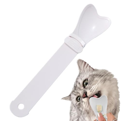 Mxshc Cat Strip Squeeze Löffel, Cat Strip Squeezer,Katzen-Snackschaufel, herzförmiger Streifen-Quetschlöffel - Katzenfutterlöffel, Katzenleckerli-Löffel, tragbarer Katzenfutterspender für nasse von Mxshc