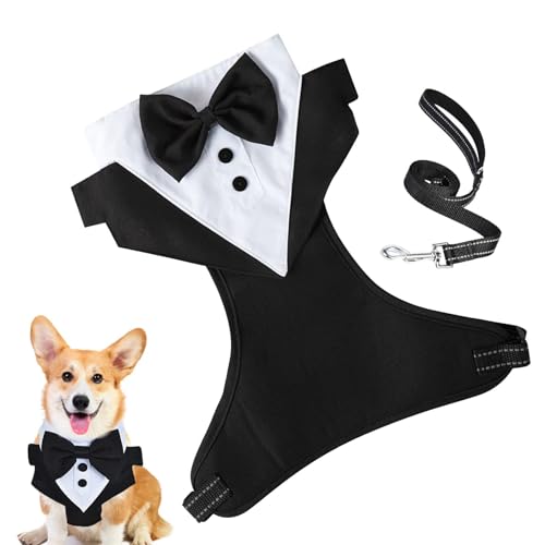 Mxshc Hochzeitskleidung, Hochzeitskleidung, Fliege mit Zugseil, Hunde-Outfit, Hochzeitskleidung, formeller , Welpenbekleidung für formelle Anlässe von Mxshc