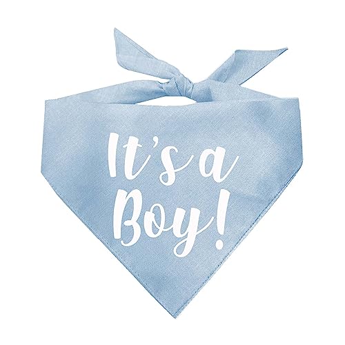 Hundehalstuch mit Aufschrift "It's A Boy", 100 % Baumwolle, verstellbares Dreieck, hergestellt in den USA, Schwangerschaftsankündigung, Fotoshooting-Requisite, Babyblau, Einheitsgröße (57) GB von Tees & Tails