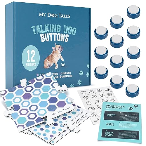 Dog and Cat Communication Training Buttons | MyDogTalks (12 Buttons & 3 mats) von My Dog Talks