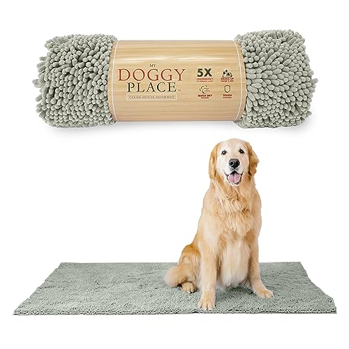 My Doggy Place Mikrofaser-Hundematte für schlammige Pfoten, 152,4 x 91,4 cm, Hellgrau – rutschfeste, saugfähige und schnell trocknende Hundepfoten-Reinigungsmatte, waschmaschinen- und von My Doggy Place