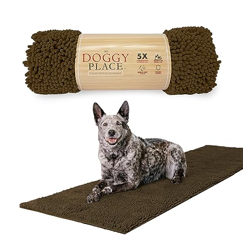 My Doggy Place Mikrofaser-Hundematte für schlammige Pfoten, 2,4 x 6,1 m, Braun – rutschfeste, saugfähige und schnell trocknende Hundepfoten-Reinigungsmatte, waschmaschinen- und trocknergeeignet, von My Doggy Place