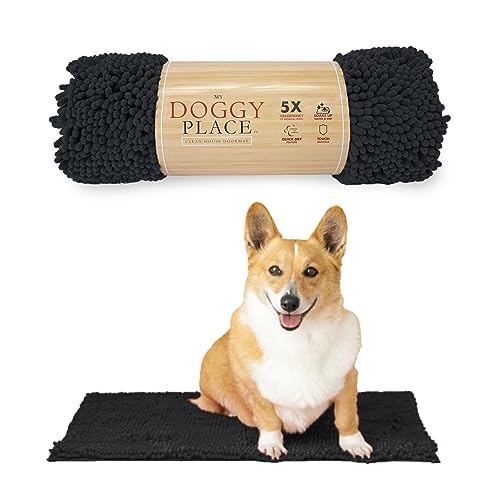 My Doggy Place Mikrofaser-Hundematte für schlammige Pfoten, 45,7 x 61 cm, Anthrazit – saugfähige und schnell trocknende Hundepfoten-Reinigungsmatte, waschmaschinen- und trocknergeeignet, rutschfeste von My Doggy Place