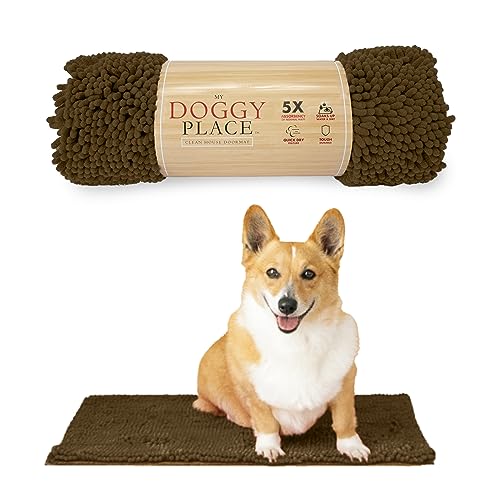 My Doggy Place Mikrofaser-Hundematte für schlammige Pfoten, 45,7 x 61 cm, Braun – saugfähige und schnell trocknende Hundepfoten-Reinigungsmatte, waschmaschinen- und trocknergeeignet, rutschfeste von My Doggy Place