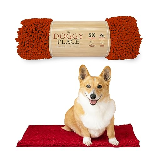 My Doggy Place Mikrofaser-Hundematte für schlammige Pfoten, 45,7 x 61 cm, Rot – saugfähige und schnell trocknende Hundepfoten-Reinigungsmatte, waschmaschinen- und trocknergeeignet, rutschfeste von My Doggy Place