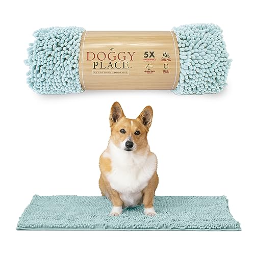 My Doggy Place Mikrofaser-Hundematte für schlammige Pfoten, 78,7 x 50,8 cm, Hellblau – saugfähige und schnell trocknende Hundepfoten-Reinigungsmatte, waschmaschinen- und trocknergeeignet, rutschfeste von My Doggy Place