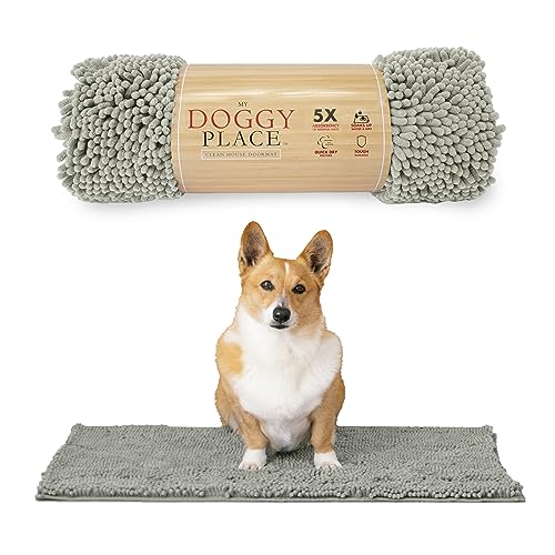 My Doggy Place Mikrofaser-Hundematte für schlammige Pfoten, 78,7 x 50,8 cm, Hellgrau – saugfähige und schnell trocknende Hundepfoten-Reinigungsmatte, waschmaschinen- und trocknergeeignet, rutschfeste von My Doggy Place