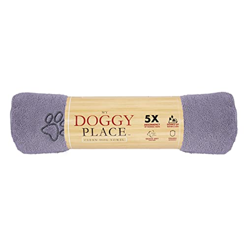 Toulifly My Doggy Place Mikrofaser-Handtuch für Hunde, Katzen, Größe XL, 114 x 71 cm, sehr saugfähig, für kleine und mittelgroße Hunde und Katzen, 1 Pack, Violet w/Print von My Doggy Place