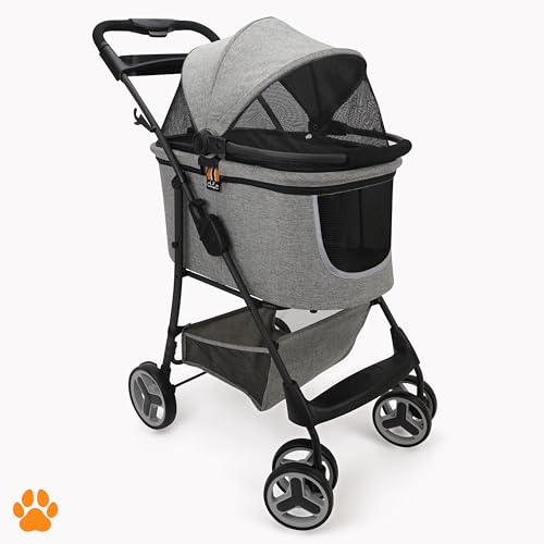 MY DUQUE - Modell Cece 2 in 1 - Hundewagen für Haustiere, Extra-Korb für Einkäufe oder Tierzubehör, mit Einer Hand leicht zusammenklappbar, Farbe Melange Grau von My Duque