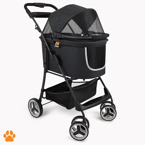 MY DUQUE - Modell Cece 2 in 1 - Hundewagen für Haustiere, Extra-Korb für Einkäufe oder Tierzubehör, mit Einer Hand leicht zusammenklappbar, Farbe Melange Schwarz von My Duque