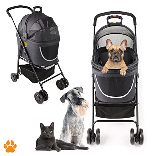 My Duque - Model Coco 2IN1 – Hundewagen & Haustier Buggy bis 15 kg mit extra Korb für Einkäufe oder Tierzubehör, einfach faltbar auf wendigen flexiblen Rollen im modernen Design von My Duque