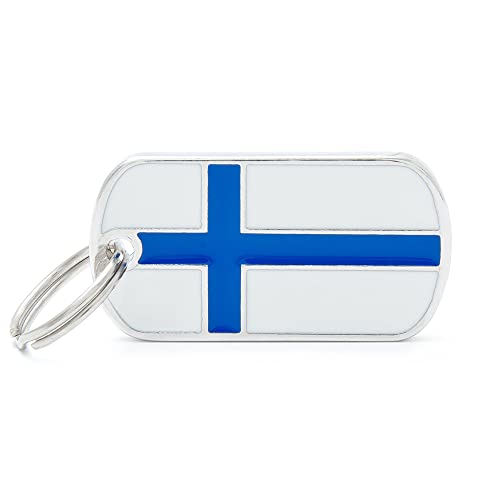 My Family Personalisiertes Namensschild für Hunde, Flagge von Finnland, gravierte Hundeausweise, Metall, von Hand emailliert, Kollektion Flaggen, 40 x 22 mm von My Family