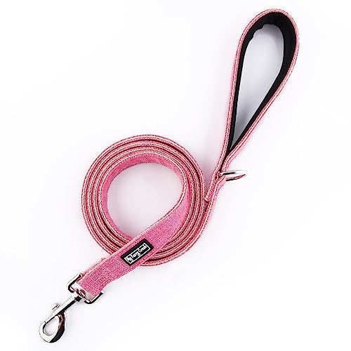 My Furry Crush Rosy Pink Hanf-Hundeleine, klein, 122 cm, Neopren-gepolsterter Griff, wählen Sie aus 10 Farben (klein – 1,2 m, Rosy Pink) von My Furry Crush