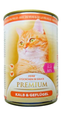 My Happy Pet´s Katzenfutter Premium Kalb & Geflügel Stückchen in Soße 20 x 415g von MY HAPPY PETS