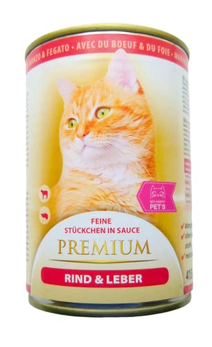 MY HAPPY PETS Katzenfutter Premium Rind & Leber feine Stückchen in Soße 20x415g von MY HAPPY PETS