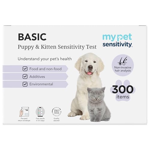 Basic Puppy & Kitten Food and Environmental Sensitivity Test, at Home Sensitivity Test for Dogs, Hair Sample Collection Kit, 300 Items Tested, Results in 3-5 Days, Works for All Ages and Breeds von My Pet Sensitivity