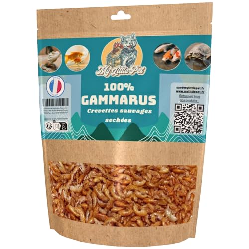 50 g Gammarus von hoher Qualität | Protein + 42 % | Futter für Schildkröten, Koi, Fische, Reptilien | Getrocknete Süßwassergarnele | wiederverschließbarer Beutel | Nahrungsergänzungsmittel Natur | von My little pet