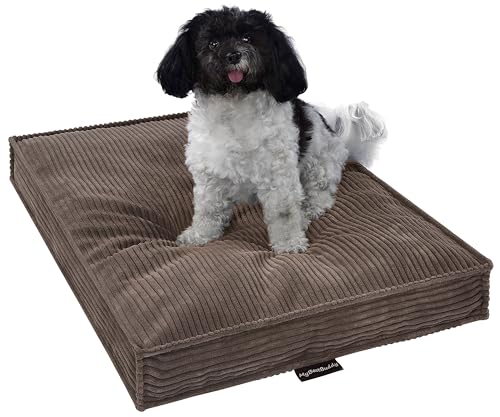 MyBestBuddy Hundekissen Visco braun 80x60 cm L mit POSO-Cord Stoff mit Viscoseschaum und Komfortschaum-Flocken, 40°C waschbar - Hundebett/Haustierbett für mittelgroße Hunde oder Katzen, 80 x 60 cm von MyBestBuddy