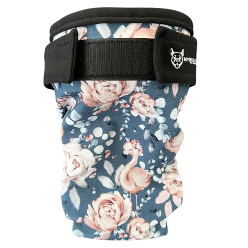 MyBullyLove Läufigkeitshöschen für Französische Bulldoggen – Wiederverwendbare Hundewindel ohne Rutenloch, Handgefertigt & Stufenlos Verstellbar, Standard (42-47cm Hüftumfang), Flamingo von MyBullyLove