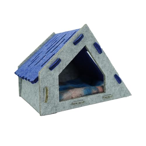 MyHaing Chinchilla Hamster Golden Bear Bunny House Kleine Villa für Haustiere (blau/grau) von MyHaing