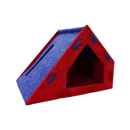 MyHaing Chinchilla Hamster Golden Bear Bunny House Kleine Villa für Haustiere (blau rot) von MyHaing