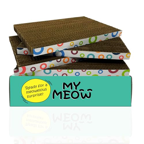 MyMeow 4 x Kratzbretter für Katzen, in einer Pappschachtel, ideal für ausgewachsene Katzen und Kätzchen, recycelbar und umweltfreundlich von MyMeow