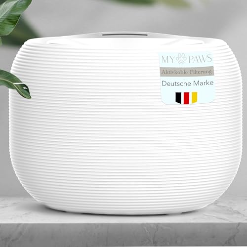 MyPaws® PET POD Keramik Optik ultraleiser Katzentrinkbrunnen Trinkbrunnen für Katzen - stromsparender Wasserspender Trinkbrunnen Kitten Katzenbrunnen mit großem Wassertank Nicht kabellos von MyPaws