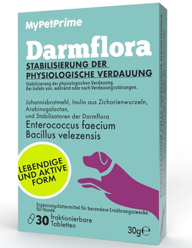 MyPetPrime Probiotika Darmflora Hunde | 30 CPR | Tabletten Darmsanierung für den Hund | Für verbesserte Verdauung & Immunsystem | gesundheitsprodukte von MyPetPrime