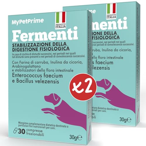 MyPetPrime Darmflora 60 Tabletten Verdauungsfördernde Probiotika für Hunde | 6,5 Milliarden mit Inulin - Darmgleichgewicht Wiederherstellung der Bakterienflora Verdauungsapparat Reduzierung von Hautj von MyPetPrime