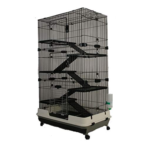 MyPets - Nager Käfig Big CAGE XXXL 160x75x50 cm mit Schublade für leichtes Reinigen - Voliere für Degu, Chinchilla, Frettchen & Co - mit Etagen und Leitern auf Rollen von MyPets