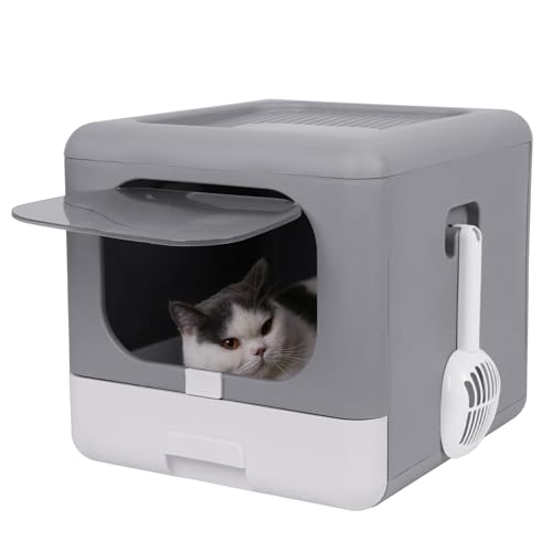 Faltbare Katzentoilette mit Deckel - Mittelgroß, Flexibel und Geruchsfrei - Inklusive Schaufel - Ideal für Haustiere bis 6 kg - Leicht zu Reinigen - MyPetsLife von MyPetsLife