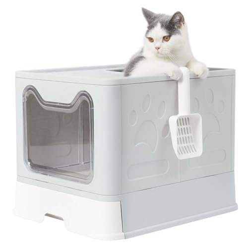 MyPetsLife Faltbare Katzentoilette mit Deckel - Groß, Flexibel und Geruchsfrei - Inklusive Schaufel - Ideal für Haustiere bis 10 kg - Leicht zu Reinigen von MyPetsLife