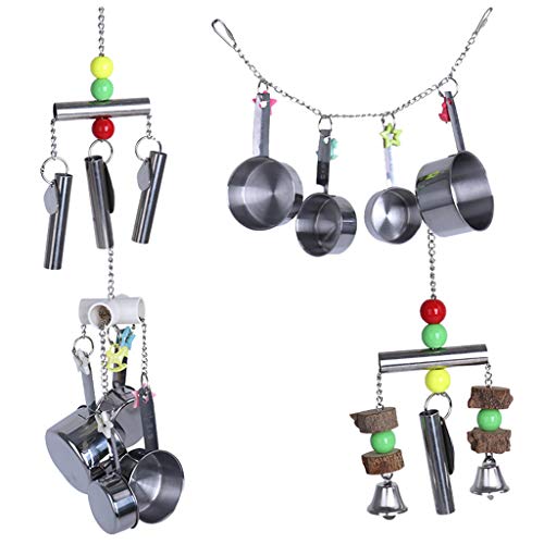Vogelleiter Spielzeug Hängematte Käfig Metall Kletterstange Ständer Schaukel Glocken für Hamster Papagei von Myazs