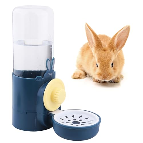 Trinkflasche Kaninchen Automatischer Kaninchentränke 500ml Wasserspender Kleintiere für Meerschweinchen/Chinchilla (Blau) von Mygeromon