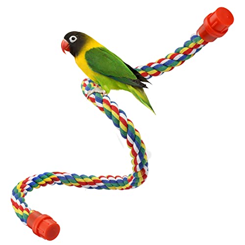 Vogelsitzstange, Käfigseil für Papageien, Sittiche, Nymphensittiche, Bungee-Spielzeug, bequem, bunt (80 cm lang, Kunststoffmuttern) von Mygeromon