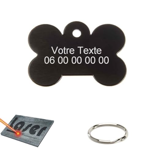 Mygoodprice Medaille Knochen für Hunde, Katzen und Tiere, graviert, Schwarz, 21 x 31 mm von Mygoodprice