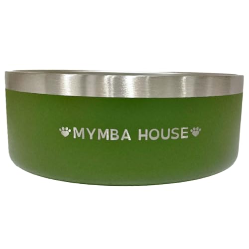 MYMBA House Futternapf aus Edelstahl, robust und hygienisch, Futternapf für Katzen und Hunde, rutschfeste Unterseite, leicht zu reinigen, kaltes Wasser, Yeti-Typ (grün) von Mymba