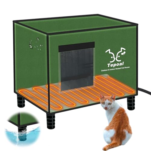 Unzerstörbares beheiztes Katzenhaus für Outdoor-Katzen im Winter, 100% wasserdicht & wetterfest, beheiztes Katzenhaus für draußen, vollständig isolierter Feral-Katzenunterstand für von Myodal