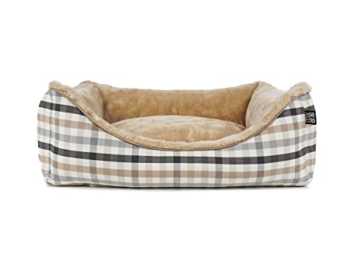 Checker Hundebett mit modernem Karomuster orthopädisch M Beige von Mypado