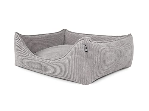 Mypado Cord Hundebett Cordula edel samtig und weich Gr. XL Füllung Schaumstoff, Farbe Grau von Mypado