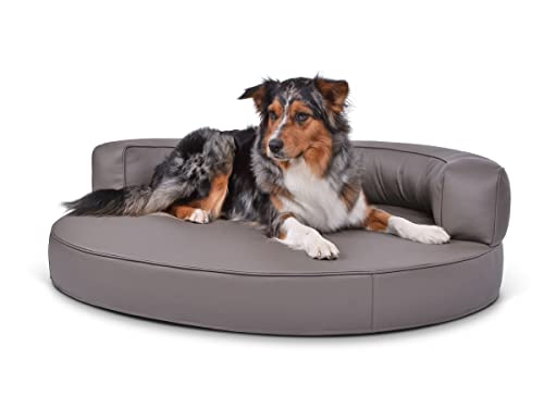 Mypado Hundebett, Hundesofa Atlanta Kunstleder Taupe wasserabweisend, Feels Like Heaven | Gr. S | Füllung Schaumstoff von Mypado