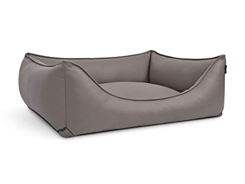 Mypado Hundebett, Hundesofa Dreamy Kunstleder in Taupe, 3 Größen, 90x70cm von Mypado