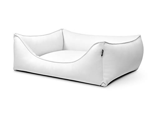 Mypado Hundebett, Hundesofa Dreamy Kunstleder in Weiss, 3 Größen von Mypado